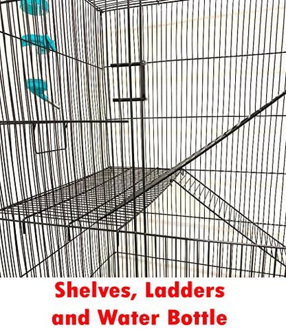 Extra Large 4-Floors with Tight 3/8-Inch Bar Spaing for Ferret Chinchilla Sugar Glider Rats Mice Hamster Gerbil Squirrel Rodent Degu Dagus Small Animal Critter Cage