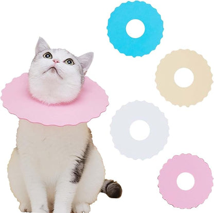 4Pcs Soft Cat Cone, Collar for Cats to Stop Licking, Lightweight, Disposable & Hygienic with Weekly Throwing Design, Multiple Wearing Methods (S/M/L)