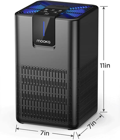Air Purifiers for Home Large Room Up to 1250 Ft²,MOOKA H13 HEPA Air Purifier for Pets Dust Odor Smoke,Aromatherapy Function,Air Cleaner with 15dB Quiet Sleep Mode for Bedroom Office Living Room,Black