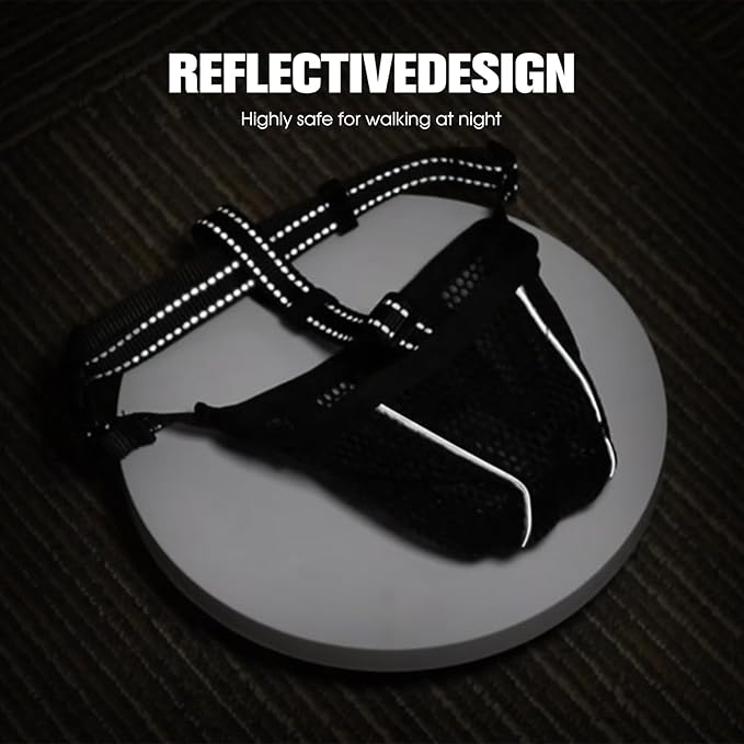 Dog Muzzle, Mesh Soft Muzzle for Small Medium Large Sized Dogs, Breathable Adjustable Puppy Muzzles for Scavenging Biting Licking and Chewing, Allows Panting and Drinking (Reflective Mesh, L)