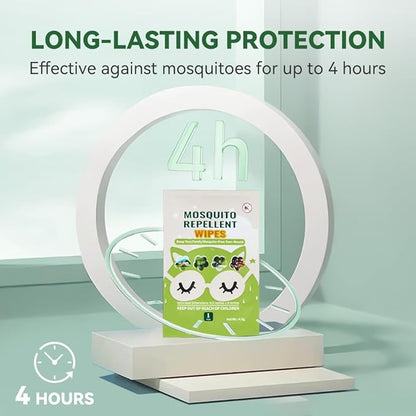 60 PCS Mosquito Repellent Wipes, Individually Wrapped Insect Repellent Wipes Made of Natural Plant-Based Essential Oils, Safe & Effective Insect Protection Perfect for Outdoor Activities, Long-Lasting