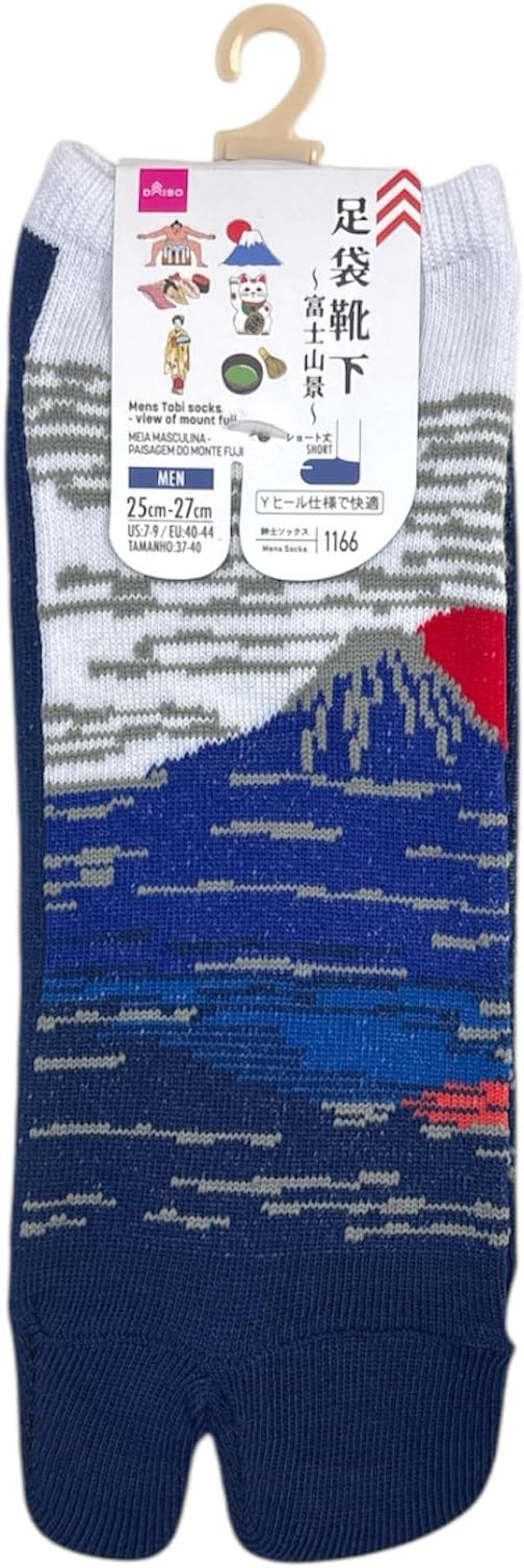 Japan Style Tabi Socks for Split Toe, Comfortable Tabi Toe Socks for Unisex Mt. Fuji, Lucky Cat, Sushi, Sumo, Ukiyoe, Hokusai