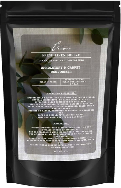 Fresh Linen Breeze Carpet Freshener Powder: Powerful Odor Eliminator for Home, Upholstery Deodorizer, Carpet Deodorizer, Pet Urine, Cat Litter Box - Fresh Linen Breeze Fragrance