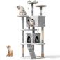 70'' Cat tree Tower for Indoor Cats Large Adult,Cute/Tall Modern Cat Tree for Big Cats 20 lbs,Plush Multi-Level Cat Condo with Scratching Posts,Dangling Ball for fun play(Light Gray, 70 inch)
