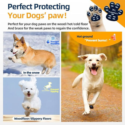 Dog Paw Protector Gripper Traction Pads,Dog Paw Covers,Foot Stickers in Summer Hot/Winter Cold Pavement,Dog Shoes Booties Socks Replacement,12 Sets (48 pcs) M Multicolor