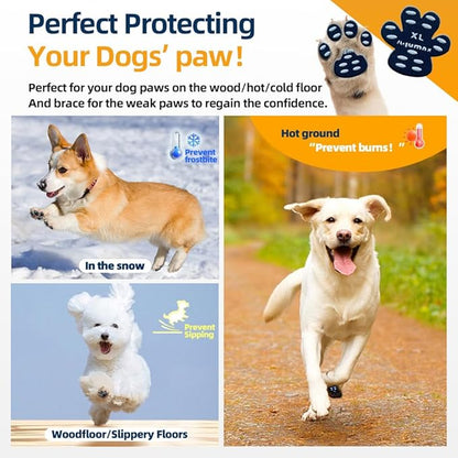 Dog Paw Protector Anti-Slip Pads,Toe Grips for Senior Dogs,Paw Grips Traction Pads for Slippery Hardwood Floors,Essentials for Senior Dogs,12 Sets (48 pcs) XL Black