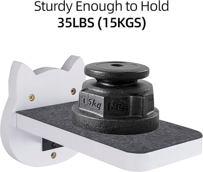 ESPETS White Painted Wooden Cat Wall Floating Steps Set of 3 - Wall Mounted Cat Floating Furniture Shelves and Perches, Sturdy Climber Stairs Ladders - Holds up 30lbs