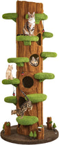 90.5'' Luxury Cat Tree with Scratching Pad, Wooden Cat Tower for Indoor Cats, Large Climber Tower, Tall Kitty Furniture, Multi-Level Condo for Multi-Cat Families