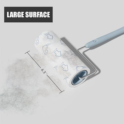 Extra Sticky Large Surface Lint Roller, 6.3'' Giant Lint Roller for Pet Hair, 360 Sheets/ 4 Refills, Long Handle Lint Remover for Clothes, Furniture (1 Roller + 360 Sheets)