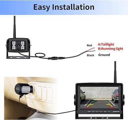 9" Wireless Backup Camera System for RV Truck Trailer Camper, 9 Inch DVR Quad Split Monitor IP69 Waterproof HD 1080P Wireless Rear Side View Cameras, Stable Signal Observation System - B904