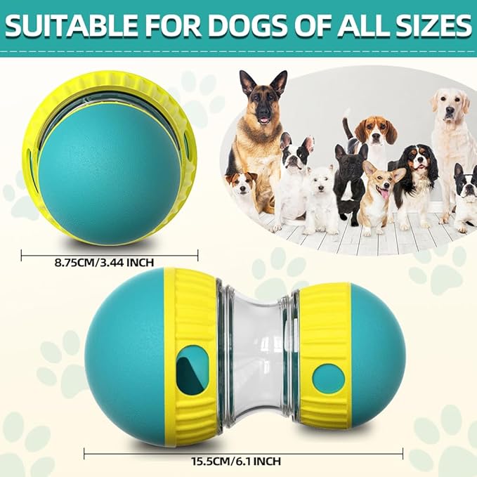 Dog Puzzle Toys, Rolling Treat Dispensing Ball, Brain Stimulation & Slow Feeder, Dog Enrichment Toys to Keep Them Busy (Green)