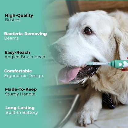 Dog Toothbrush | Innovative Eletrolytic Technology | Improves Oral Health & Reduces Bad Breath | No Vibrations & Silent Teeth Cleaning Brush | No Toothpaste Needed | Dog Teeth Cleaning Kit