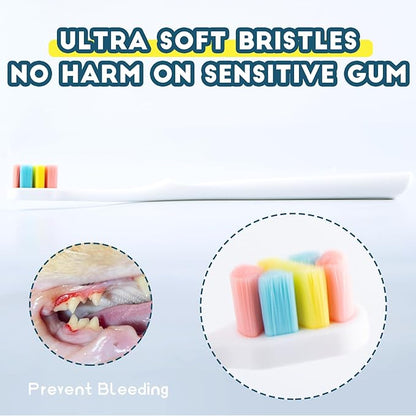 Dog Toothbrush Kit 2 Pack, Ultra Soft Pet Tooth Brush for Medium to Large Dogs, Animal Teeth Brushing Kit for Easy Dental Cleaning