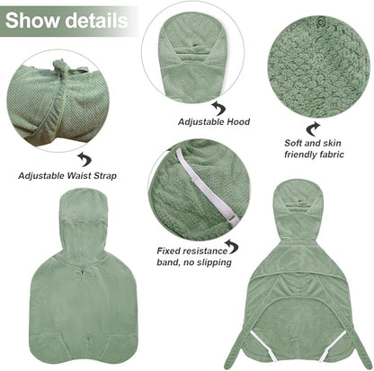 Giant Dog Bath Bubble, Quick Drying Super Absorbent Used for After Bathing, Warm Dog Towels, Adjustable Hoodies and Belts for Pet Dogs Bath Clothes Products(Green Jacquard, 6XL)