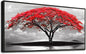 Framed Canvas Wall Art For Living Room Bathroom Wall Decor Black And White Landscape Red Tree Moon Scenery Hang Painting Home Decorations For Office Bedroom Kitchen Works Canvas Prints Pictures