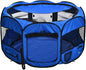 Amazon Basics Foldable Octagonal Indoor and Outdoor Portable Soft Dog Pen/Puppy Pen/Playpen, 114 cm / 45", Blue