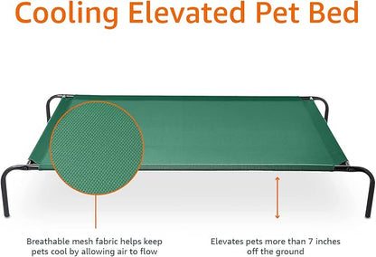 Amazon Basics Cooling Breathable Elevated Dog Bed with Durable Metal Frame, for Large Dogs, X-Large, 60 x 37 x 9 Inch, Green