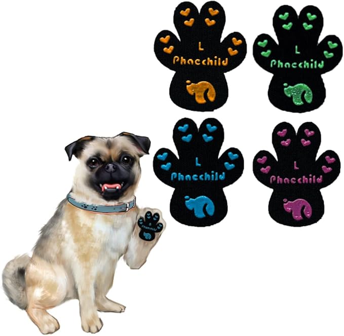 Dog Paw Pads Anti-Slip Grips,Dog Paw Protectors for Senior Dogs on Hot Pavement,Provides Traction to Keep Them from Slipping on Smooth Floors 20 sets-80 Pads Multicolor L