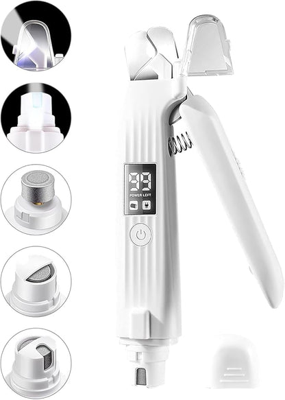 2-in-1 Dog Nail Trimmers & Dog Nail Grinder with 2 LED Lights, USB Rechargeable, Cat Nail Clipper with Splash Guard, and Multiple Grinding Methods for Small, Medium, and Large Dogs & Cats