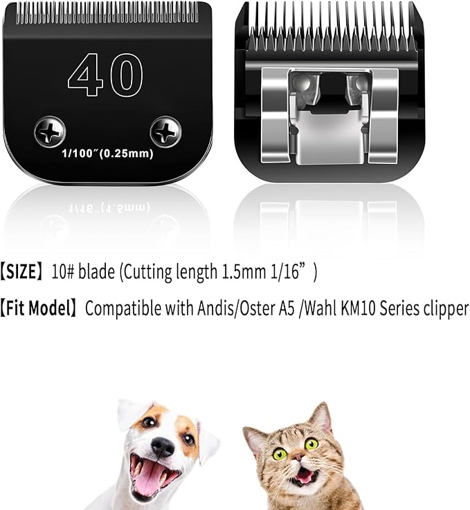 3PACK 40 Blades Dog Grooming Blades Compatible with Ainds/Oster A5/Wahl KM-10 Series Dog Clippers,Detachable Clipper Replacement Blade，Black