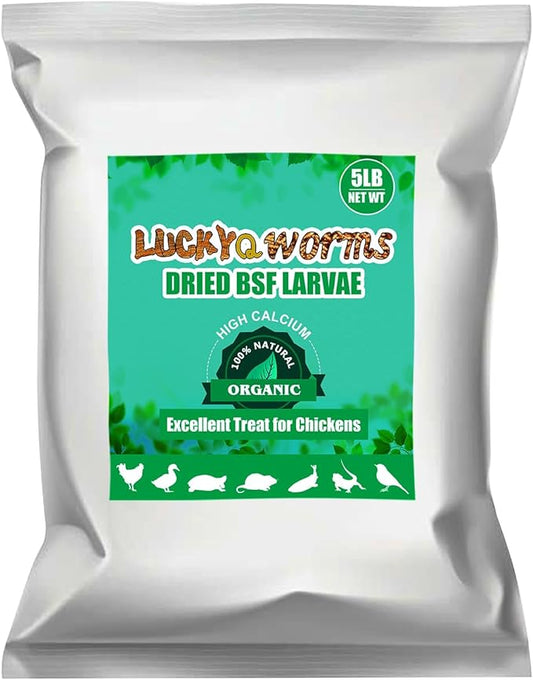 Dried Black Soldier Fly Larvae, 85X More Calcium Than Mealworms High-Protein BSF Larvae Chicken Treats Non-GMO BSFL for Chickens, Hens, Ducks, Wild Birds 5LBS