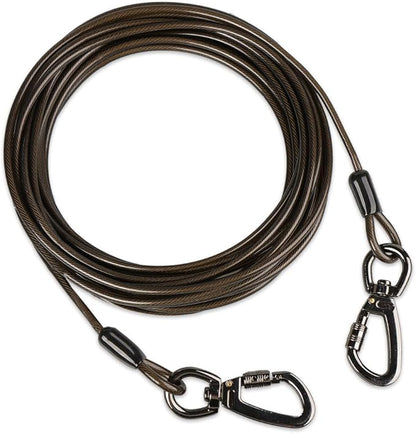 Dog tie Out Cable, 10/20/25/30/50/70/100 feet, Suitable for Dogs up to 350 pounds, Dog Cable with Swivel Buckle, Lightweight, Non-Winding, for Outdoor Camping, Yard Dog Cable (Black, 50FT)