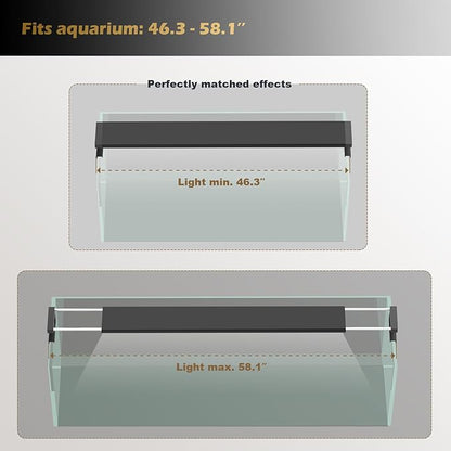 GLOWRIUM Smart Aquarium Light, Bluetooth + WiFi Dual Control Freshwater Fish Tank Light with App, Multi-preset Spectrum, Brightness Adjustable, Anti-Drop, Real Time Water Temperature Sensor (48-60 in)