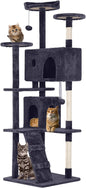 70 Inches Cat Tower for Indoor Cats, Multi-Level Cat Condos with Scratching Posts, Hanging Toys, Ashy