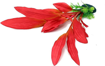 ALEGI Silk Aquarium Plants, 12 Inch Artificial Silk Plants Decorations for Fish Tank,Aquarium Décor Plastic Plants (Red, 2 Pack)