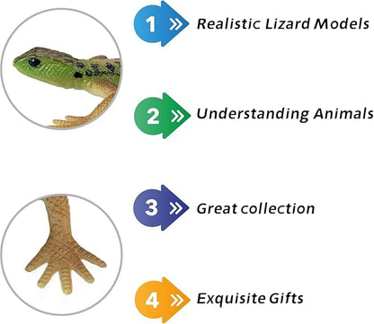 12PCS Mini Lizard Figurines Set – Small Realistic Reptile Toys, Soft Plastic Animal Models for Kids Learning, Party Favors, Diorama Decorations, and Collectors