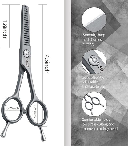 4.5" Thinning Shears for Dogs Grooming Face with Safety Round Tip for Small Dogs Face Paw Ears Trimmer Professional Small Cat Grooming Scissors (4.5" Blender, Gray)