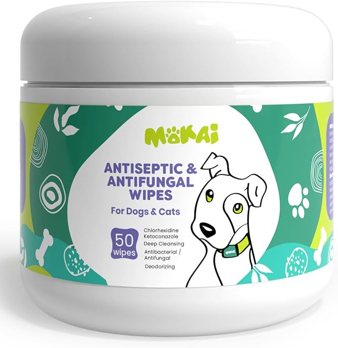 Antiseptic Wipes for Dogs Cats and Horses | Dog Chlorhexidine Wipes with Ketoconazole Dermatological Pads Hot Spots Itchy Paws Skin Rashes