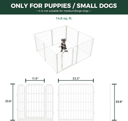FXW Homeplus Unleashed Indoor Dog Playpen - Stress-Free and Safe Play, Heavy Duty 24 Inch 8 Wire Panels Dog Pen for Puppy and Small Dogs, White│Patented
