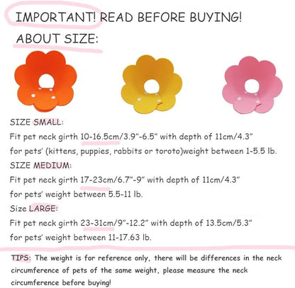 Adjustable Recovery Collar - Cute Flower Neck Cones After Surgery, Set of 2 E Collars for Kitten and Cats S Size (2 pcs)