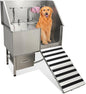 50" Dog Washing Station, Professional Stainless Steel Pet Dog Bathing Station with Ramp, Faucet, Storage Drawer, Floor Grate Dog Bathtub for Large, Medium, Small Pets (Right Ramp)