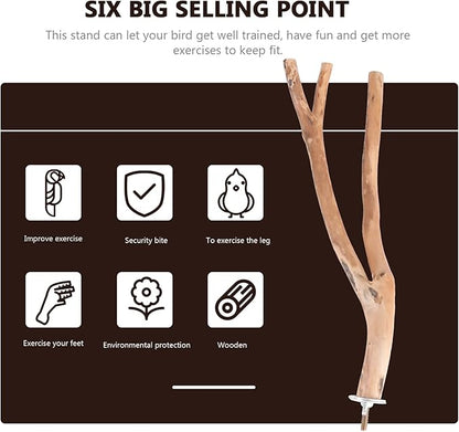 2pcs Bird Parrot Perch Stand Poles, Natural Wooden Parrot Perch for Cage, Branches Fork Rod for Small Parakeets Cockatiels Conure Lovebirds Bird Cage Accessories