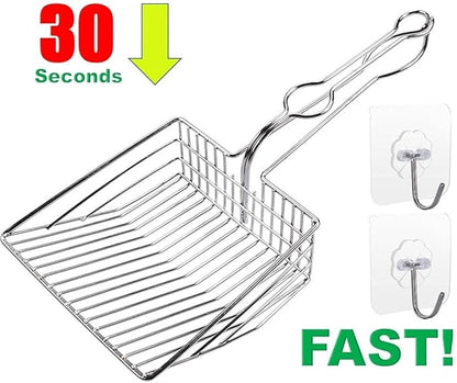 All Metal Litter Scoop, Solid Metal Sifter, Cat Litter Scoop Metal Jumbo, Cat Urine Scoop, Litter Scooper with Holder, Litter Scooper Holder, Jumbo Cat Litter Scoop Sifter Scooper Holder