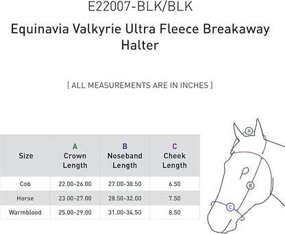 Equinavia Valkyrie Soft Ultra Fleece Padded Adjustable Breakaway Horse Halter - Black/Black - Horse