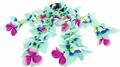 16 Inch Aquarium Fish Tank Plant Betta Fish Tank Decor,2 Pack Silk Aquarium Plants for Aquarium Decoration (White-Blue)