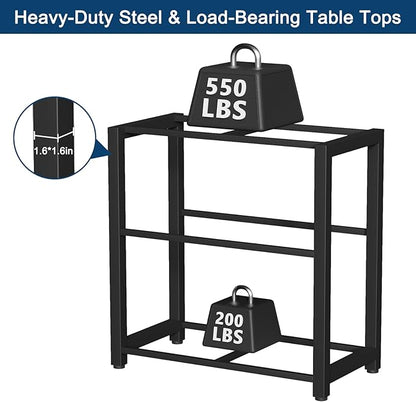 20-29 Gallon Aquarium Stand with Power Outlet & 2 Storage Drawers, Heavy Duty Metal Frame Fish Tank Stand with Waterproof Mat, 30.7" L*15.7" W Tabletop, 550LBS Capacity, Black