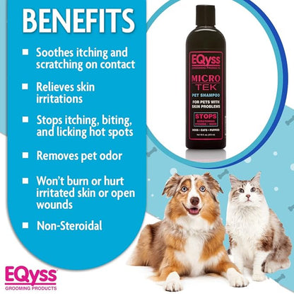 EQyss Micro-Tek Pet Shampoo (16 Ounce) - Stops Scratching, Itching, Biting, or Licking Hot Spots
