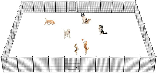 Dog Playpen 32 inch 30 Panels Indoor Outdoor Dog Pen for Medium/Small Dogs Heavy Duty Metal Dog Fence Outdoor for Yard, Puppy Playpen with Door Portable Pet Fence for RV Camping Yard