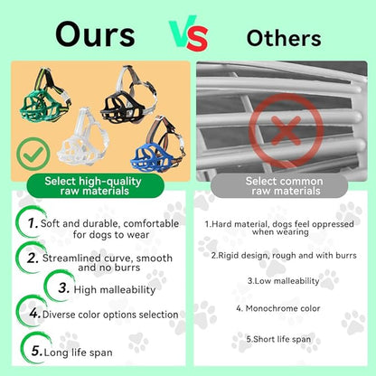 Dog Muzzle, Basket Muzzle for Small Medium Large Dogs, Anti-Biting and Chewing, Lightweight & Sturdy Cage Design, Allows Panting & Drinking, Ideal for Grooming & Training(Green Size L)