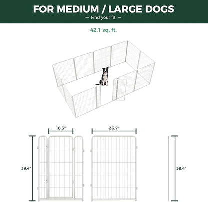 FXW Homeplus Unleashed Indoor Dog Playpen - Stress-Free and Safe Play, Heavy Duty 40 Inch 12 Wire Panels Dog Pen for Medium and Large Dogs, White│Patented