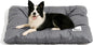 FUNNY FUZZY Washable XL Dog Crate Bed for Extral Large Dogs,Reversible Plush Flat Dog Bed Mat, Pillows,Soft Comfy Kennel Pad,Pet Sleeping Mattress,Pet Cushion,42" × 28", Charcoal Grey