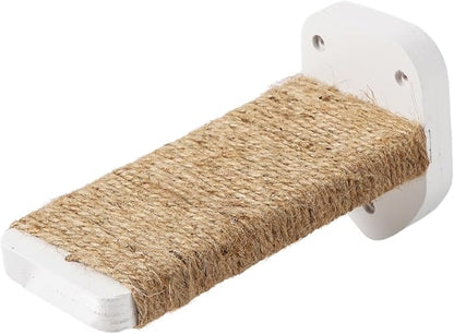 3-in-1 Cat Climbing Wall Steps with Hemp Rope, Shelves and Perches - Wall-Mounted Cat Furniture Set with Scratching Pads (White)