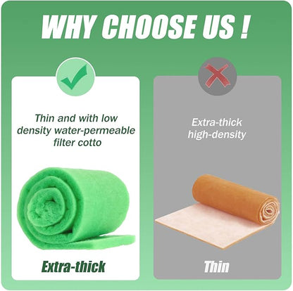 2PC Aquarium Filter Media Floss - 12"x78" (13ft per Roll) Total 12ft - 1" Thick Premium Polyester Filter Pad for Fish Tank - Mechanical Filtration, Crystal Clear Water, Fits Most Filters