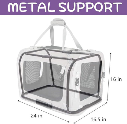 Extra Large Cat Carrier Soft Sided, Portable Small Dog Carrier for 2 Cats, 24"x16.5"x16" Car Travel Folding Comfortable Design, Purple