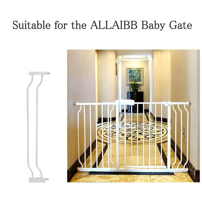 ALLAIBB Extra Wide Pressure Mounted Baby Gate Walk Through Child Kids Safety Toddler Tension White Long Large Pet Dog Gates with Extension for doorways Kitchen and Living Room (4.72"/12cm)