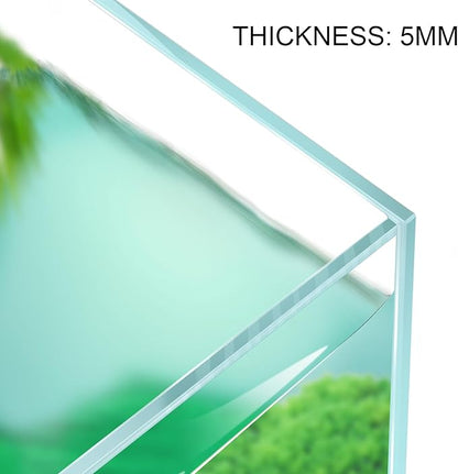 2.5 Gallon Rimless Aquarium Tank, Ultra Clear Low Iron Nano Fish Tank for Betta Shrimp, L11.8×W5.5×H9.8 Glass Thickness 5mm with EVA Foam Leveling Mat